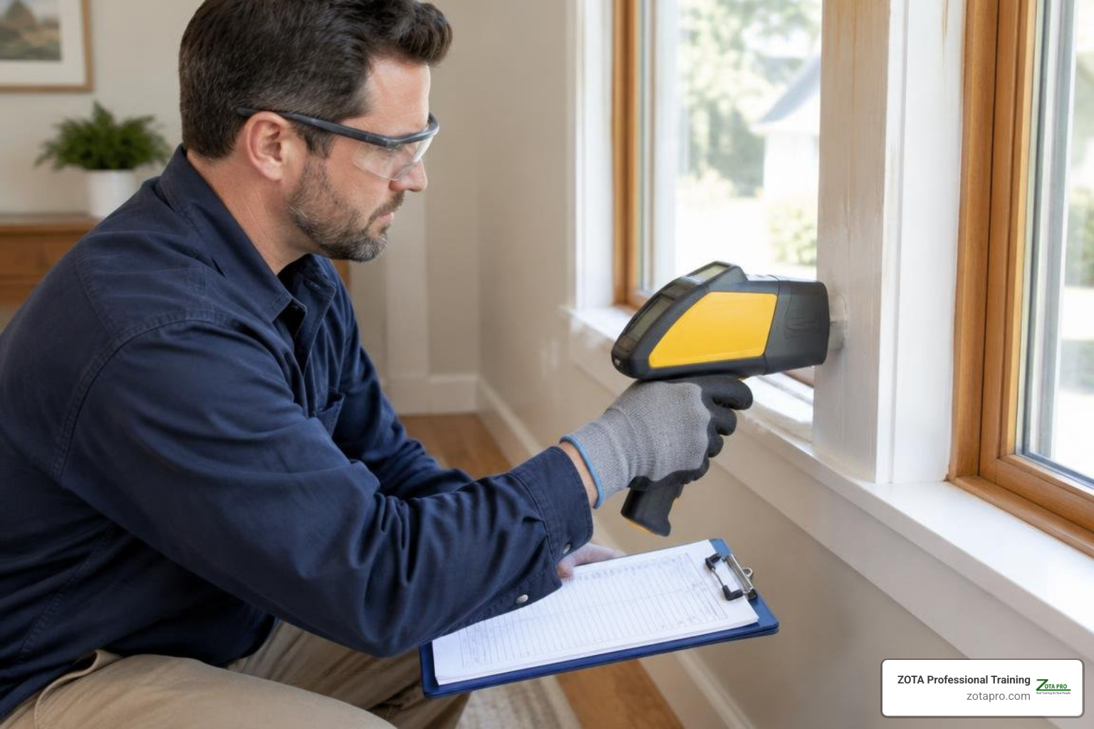 portable XRF analyzer scanning interior window trim portable XRF analyzer scanning interior window trim