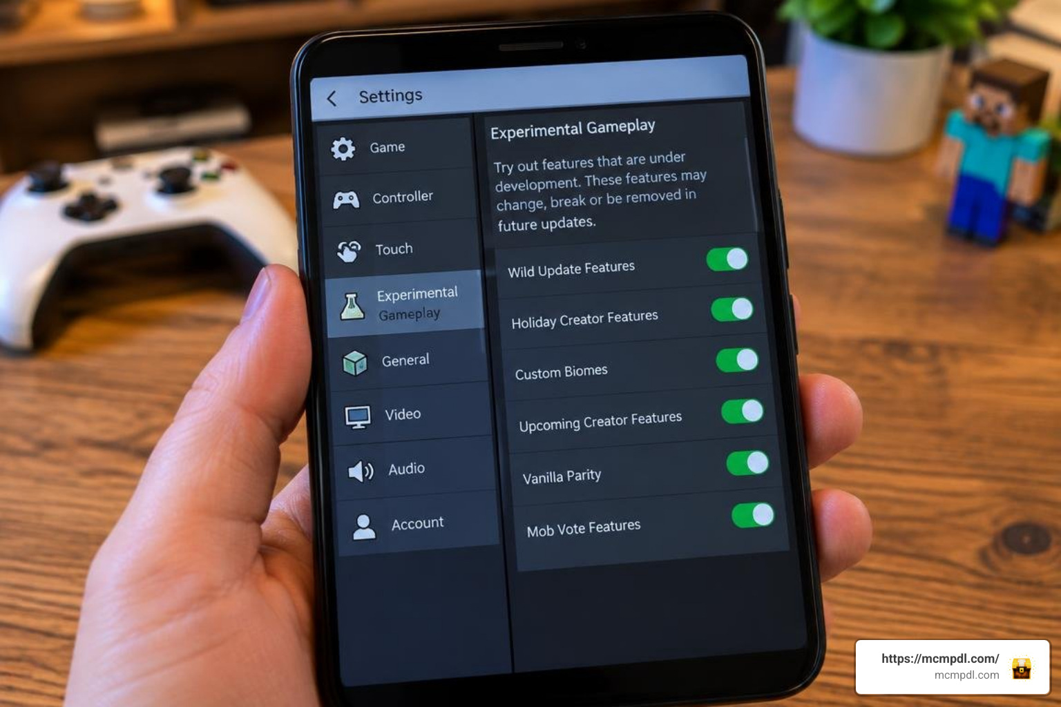 Minecraft Bedrock experimental gameplay settings toggle menu Minecraft Bedrock experimental gameplay settings toggle menu