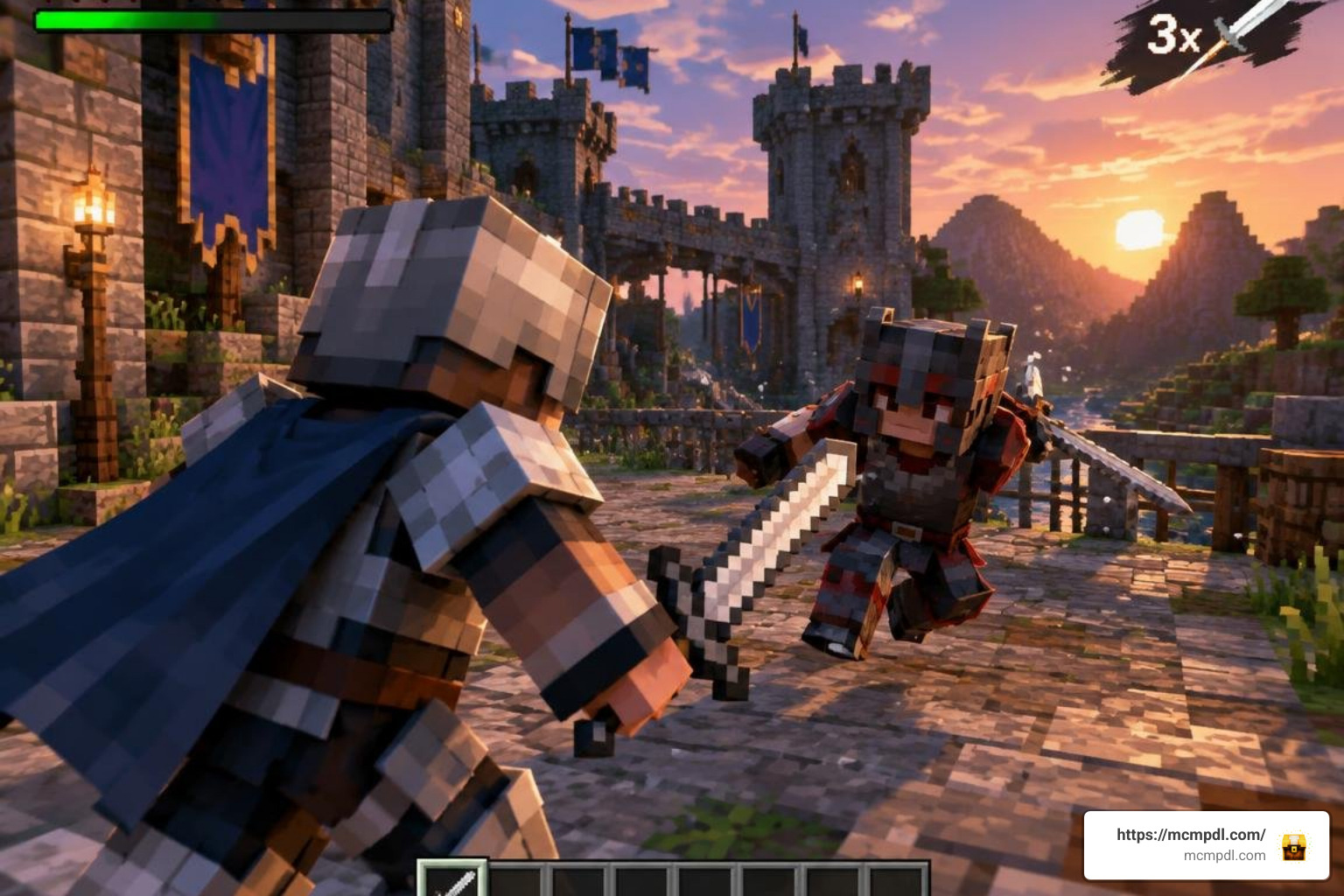 Minecraft Bedrock combat combo system and stamina HUD interface Minecraft Bedrock combat combo system and stamina HUD interface