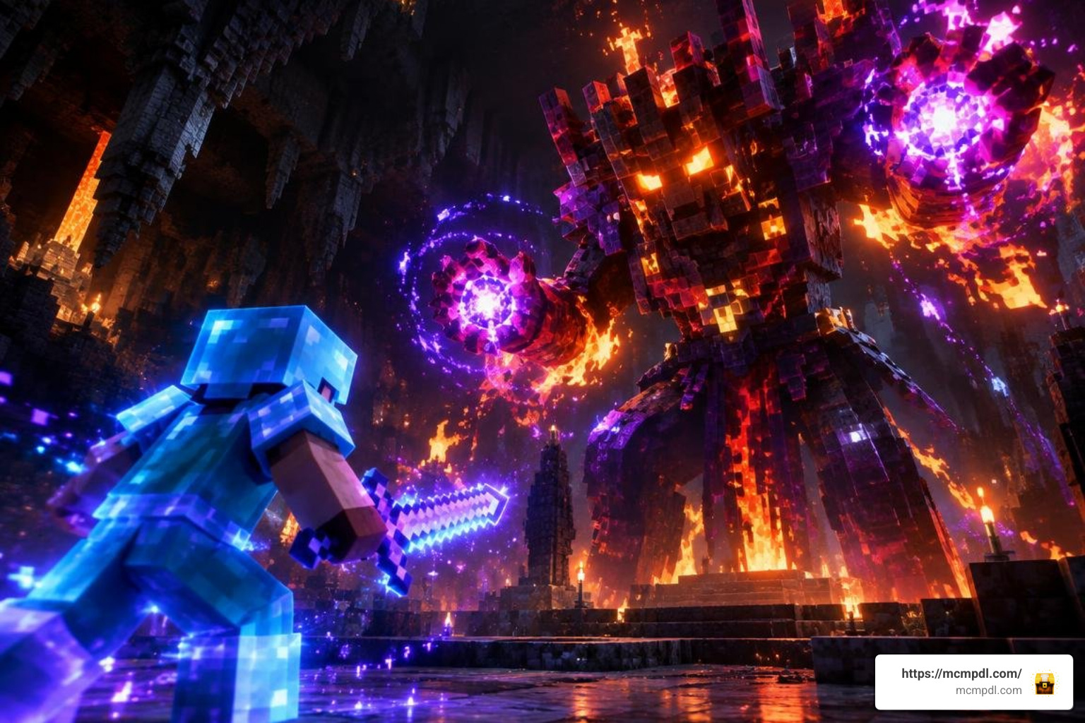 Bedrock RPG boss fight with custom magic effects Bedrock RPG boss fight with custom magic effects