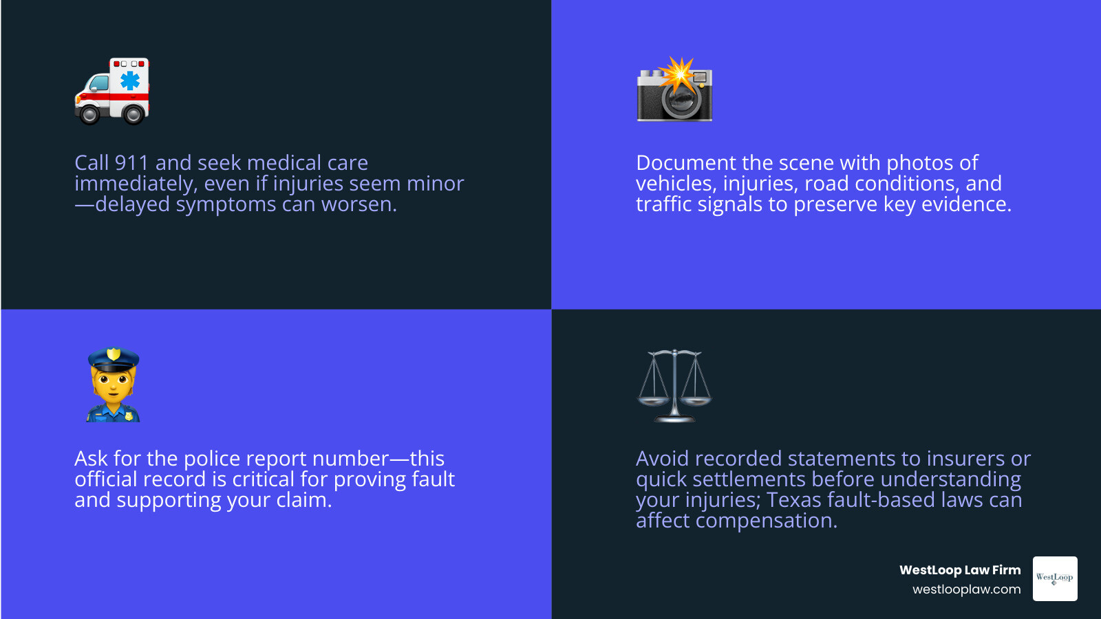Key steps after a Houston car wreck infographic Key steps after a Houston car wreck infographic