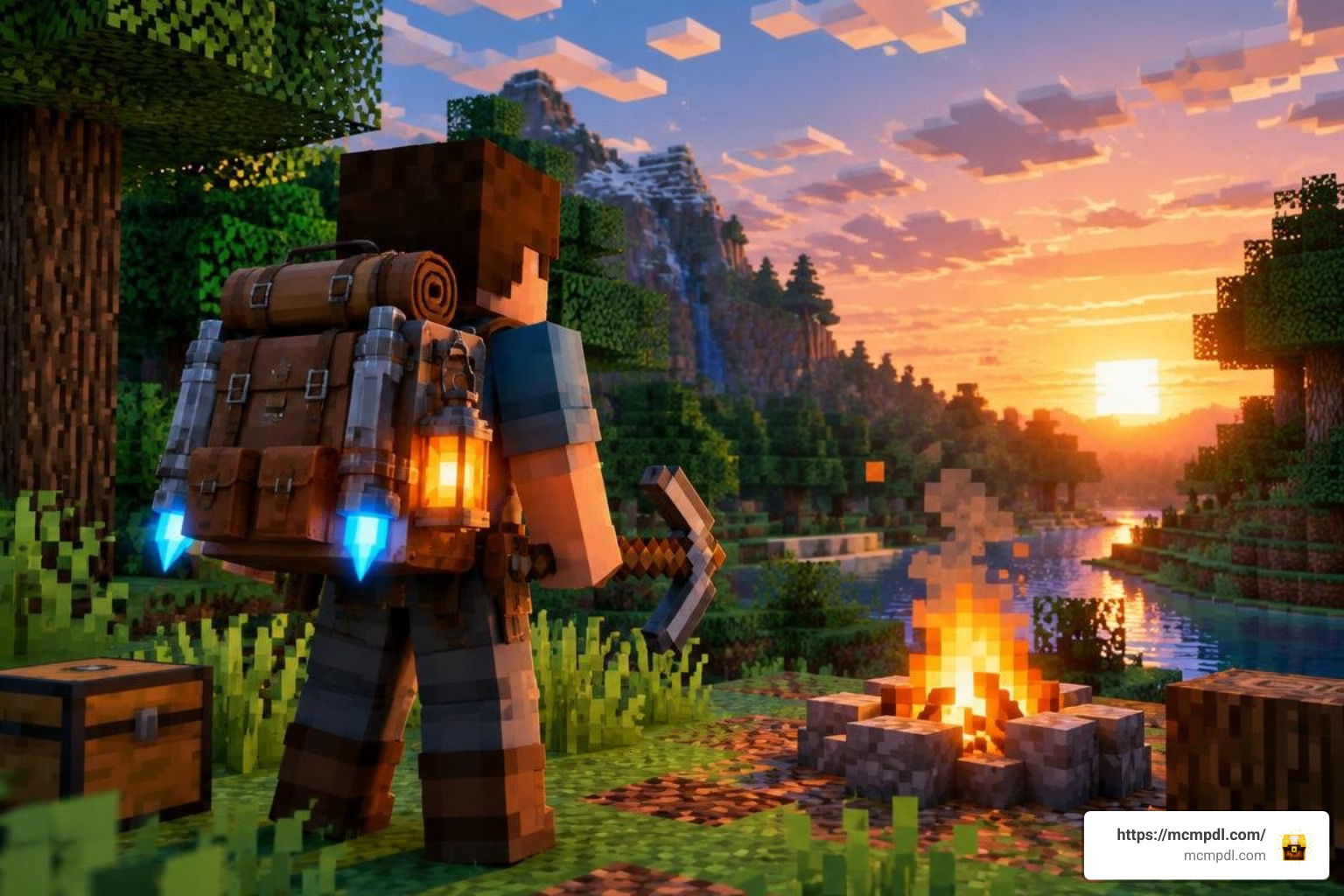 Customized player backpack in a survival world Customized player backpack in a survival world