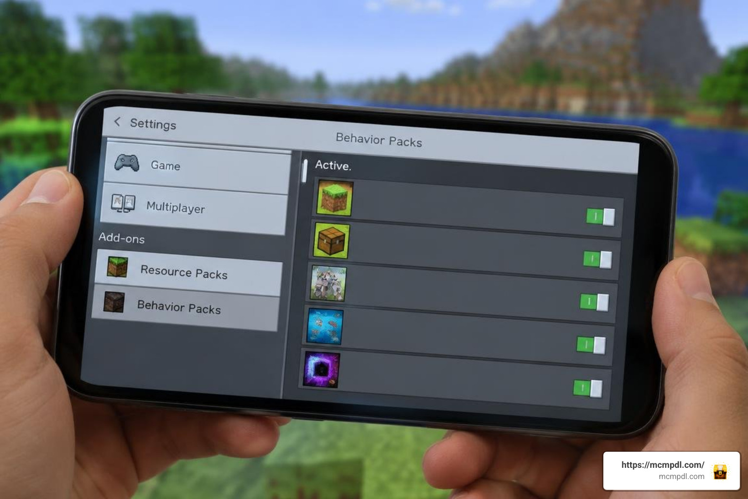 Stacked addons in Bedrock world settings Stacked addons in Bedrock world settings