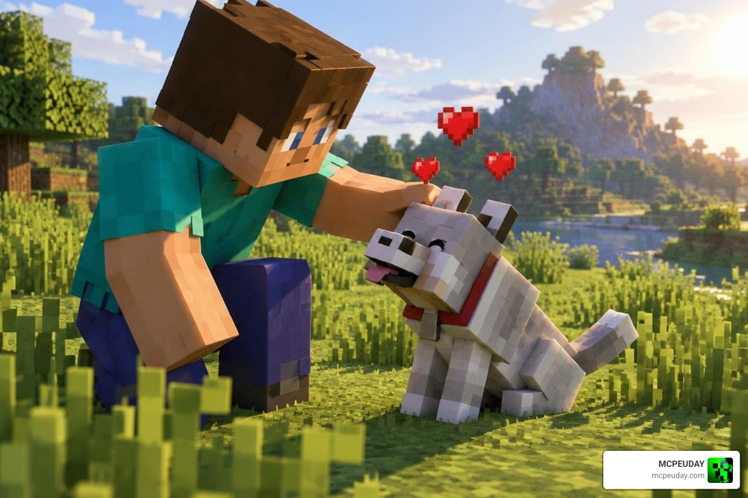 Player sneaking and petting a companion mob Player sneaking and petting a companion mob