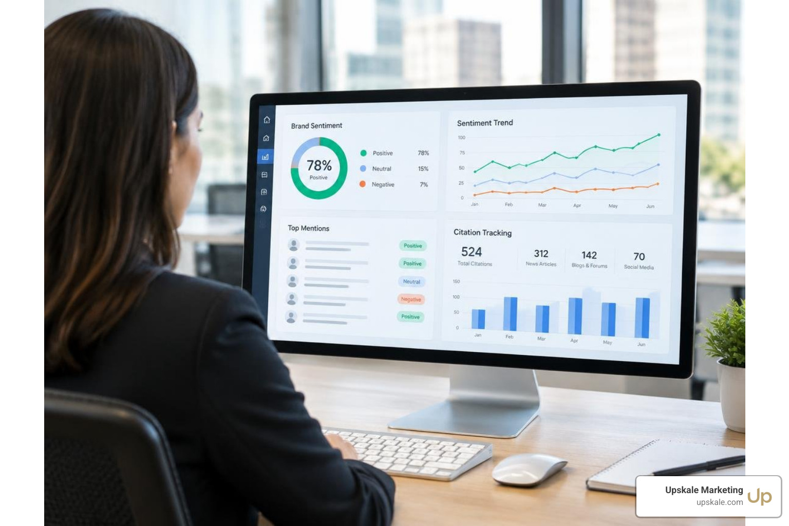 AI citation monitoring dashboard tracking brand sentiment and placement