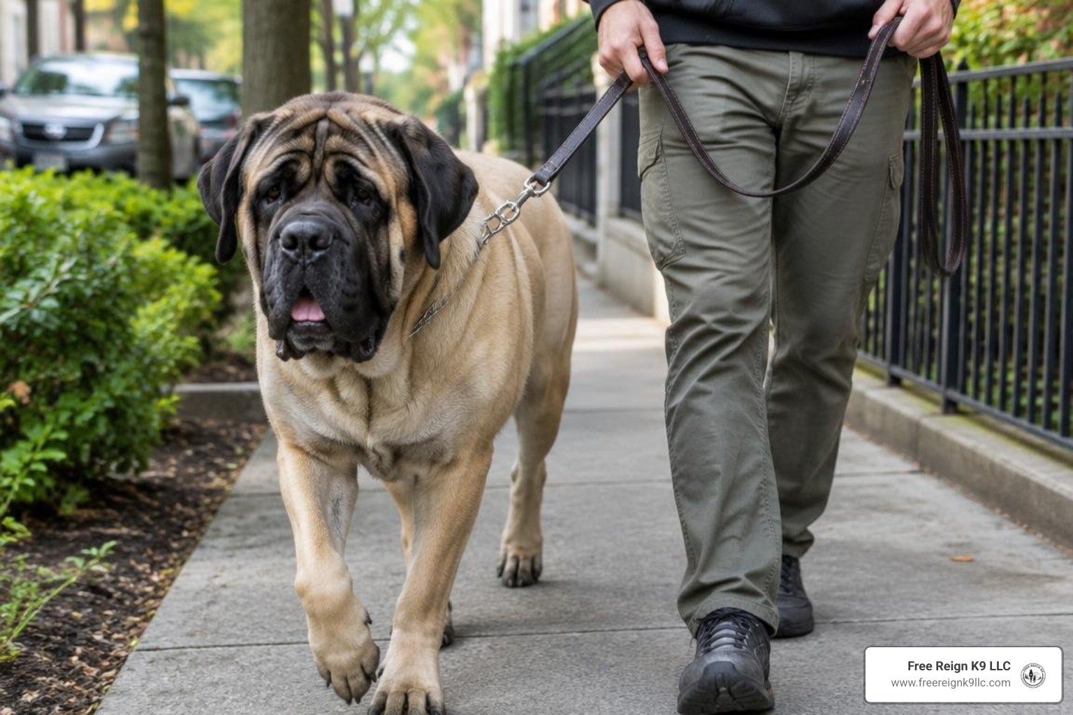 Tactical bungee leash with dual handles attached to a working dog harness Tactical bungee leash with dual handles attached to a working dog harness