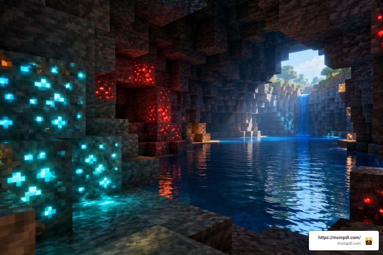 3D glowing ores and realistic water reflections in Prizma Visuals 3D glowing ores and realistic water reflections in Prizma Visuals