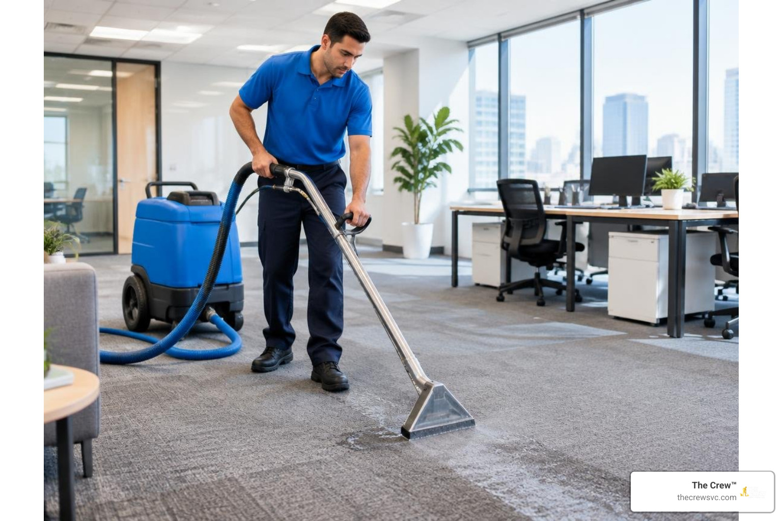 Deep carpet extraction cleaning in an office suite Deep carpet extraction cleaning in an office suite