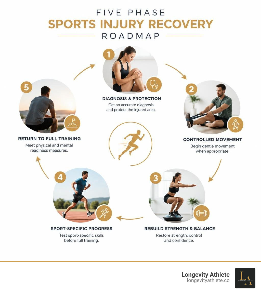 five phase sports injury recovery roadmap infographic five phase sports injury recovery roadmap infographic