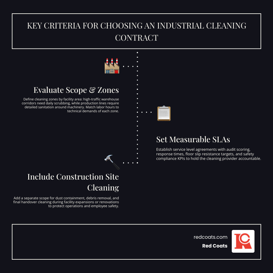 Industrial cleaning contract criteria infographic infographic