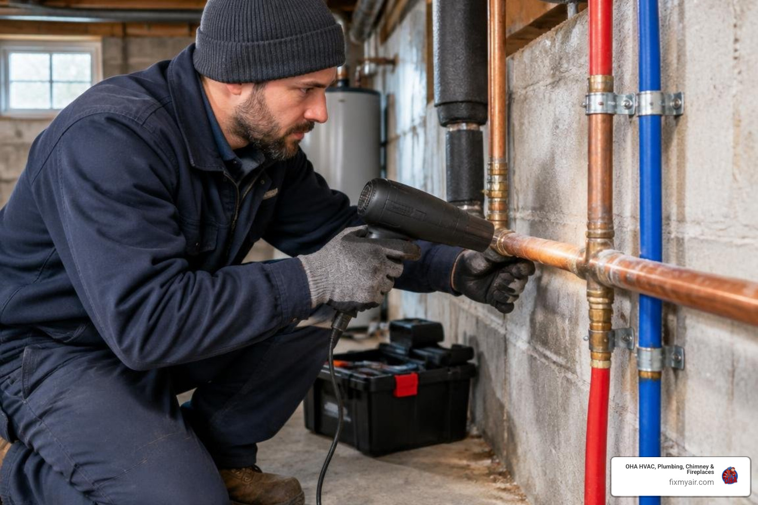 licensed technician thawing a residential water line safely