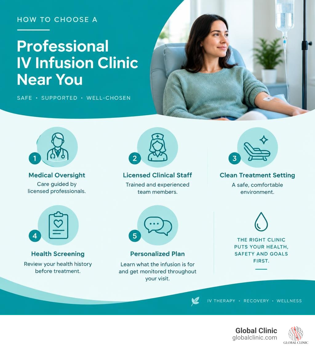How to choose a professional IV infusion clinic near you infographic