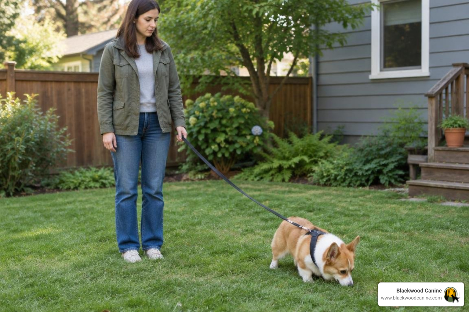 pet parent taking puppy outside on leash pet parent taking puppy outside on leash