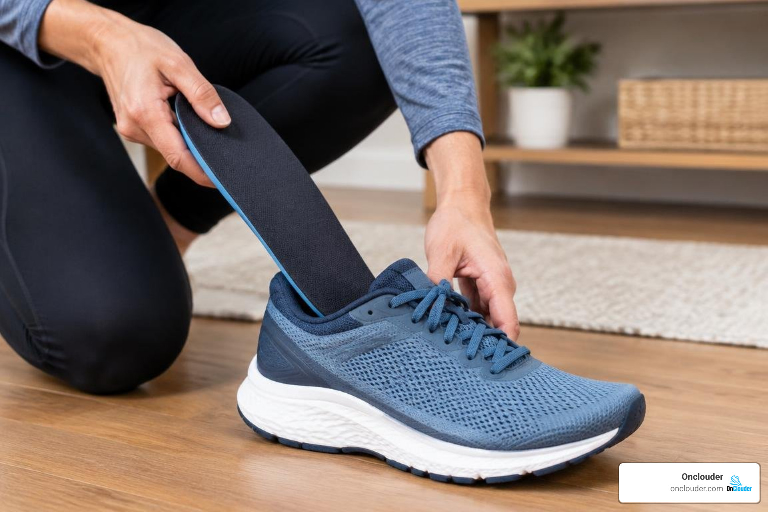 inserting an orthotic insole into an athletic running shoe inserting an orthotic insole into an athletic running shoe