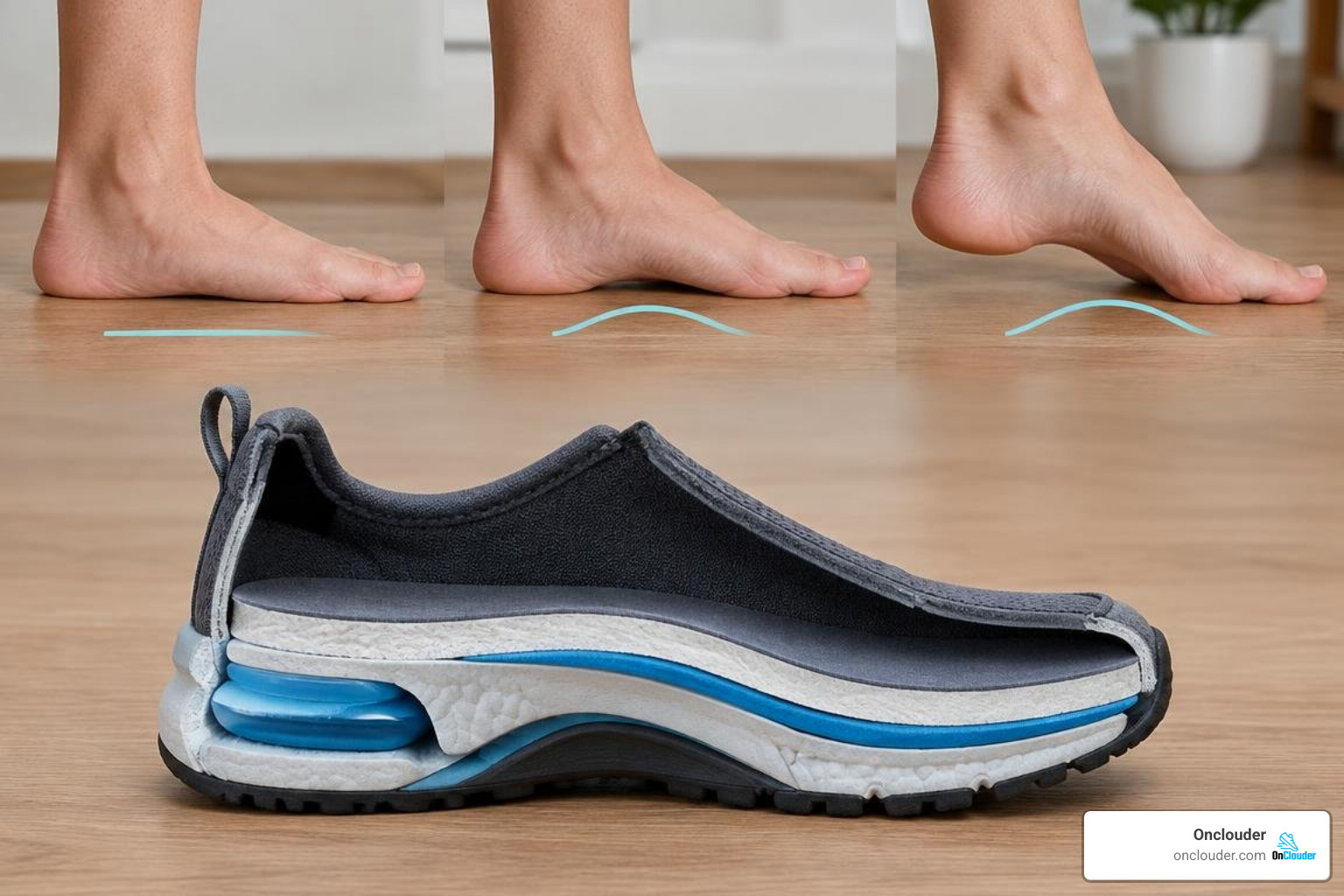 foot arch profile comparison with shoe midsole cross section