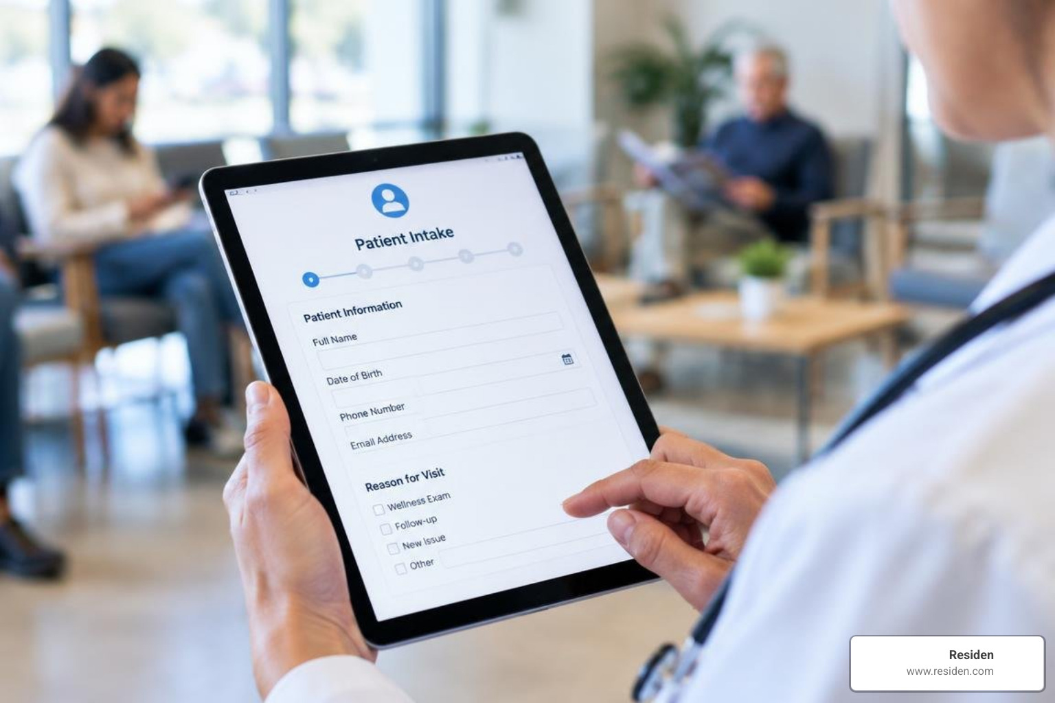 Clear intake policy documentation on a digital tablet
