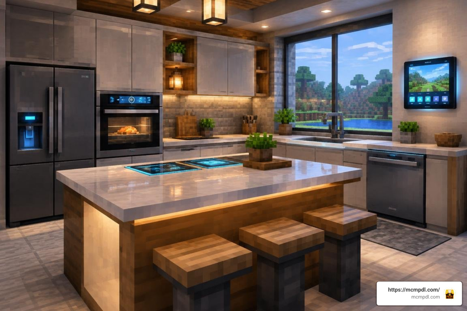 modern kitchen appliances and interactive electronics in Minecraft Bedrock modern kitchen appliances and interactive electronics in Minecraft Bedrock