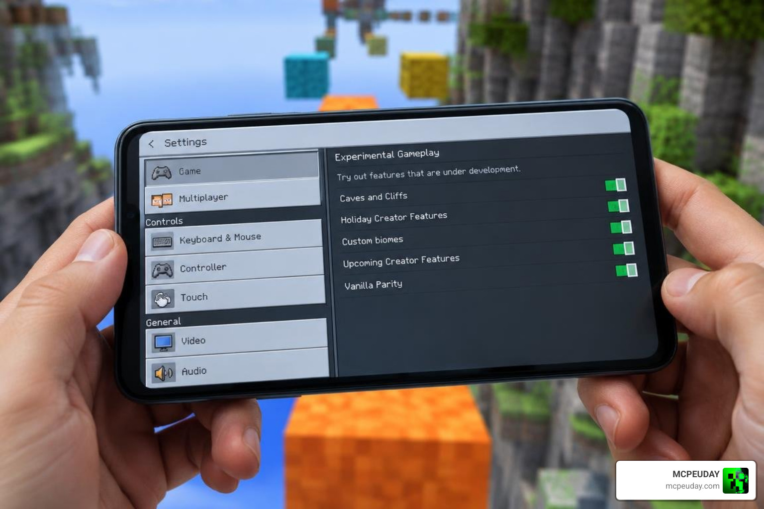 Minecraft Bedrock experimental game settings screen