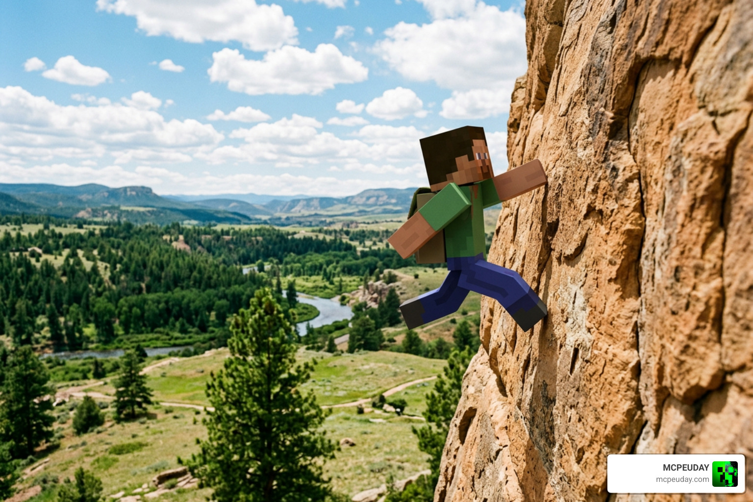 Minecraft Bedrock player doing parkour