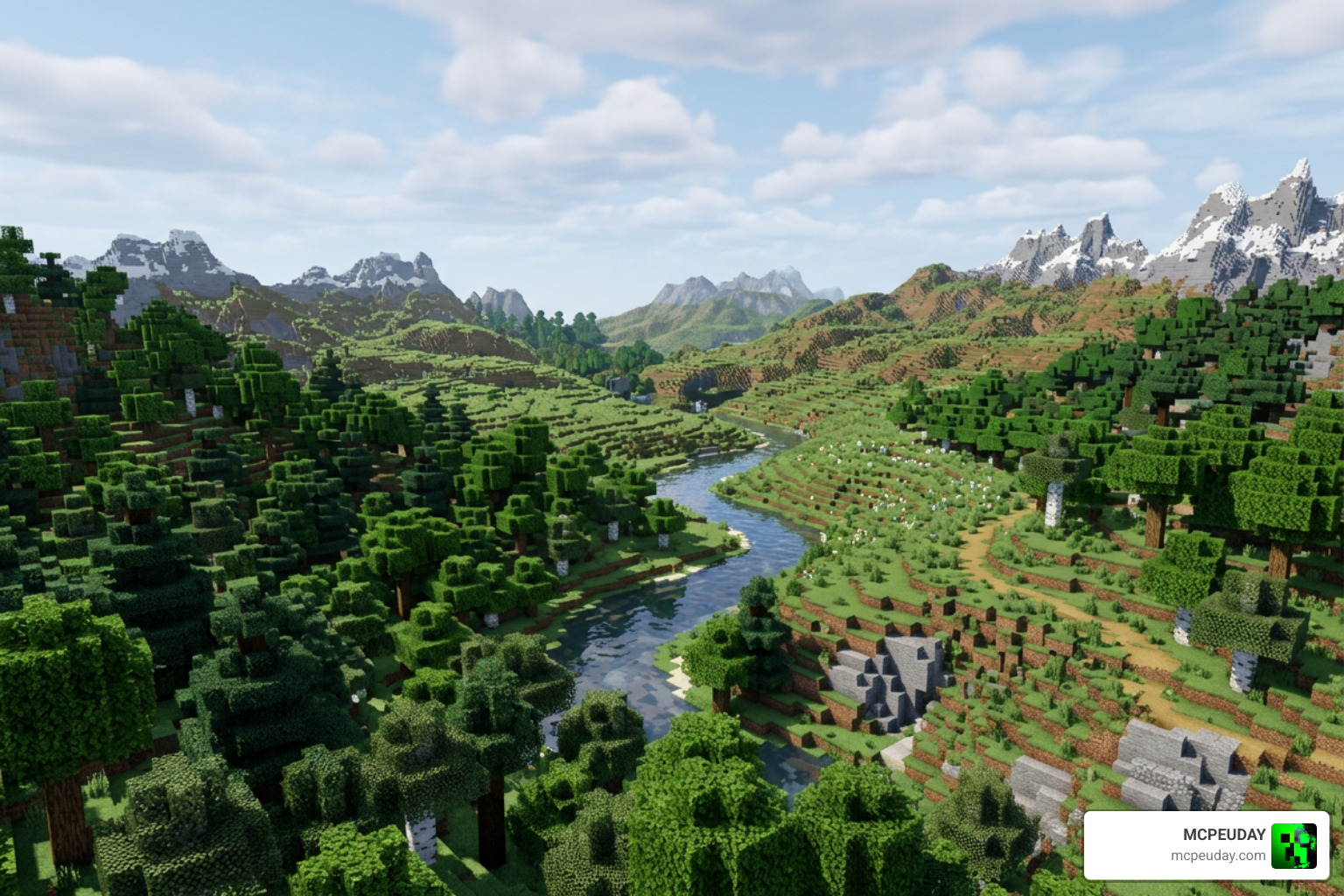 Diverse biomes featuring lush vegetation and dynamic terrain Diverse biomes featuring lush vegetation and dynamic terrain