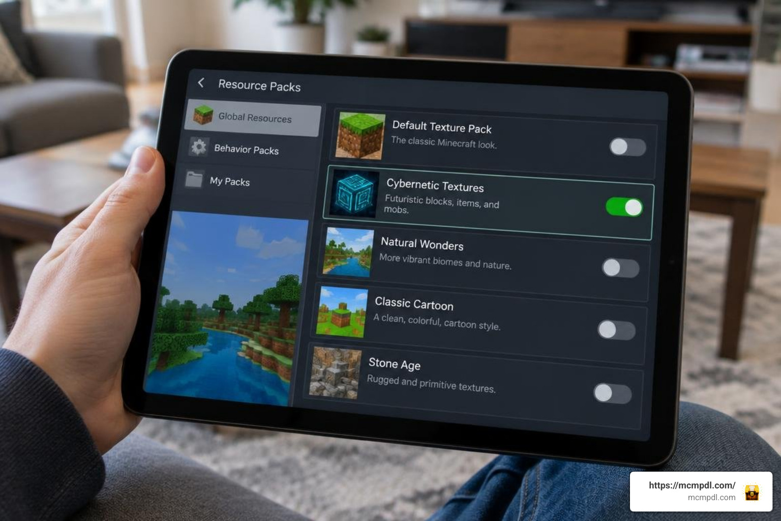 Minecraft Bedrock resource pack activation menu Minecraft Bedrock resource pack activation menu