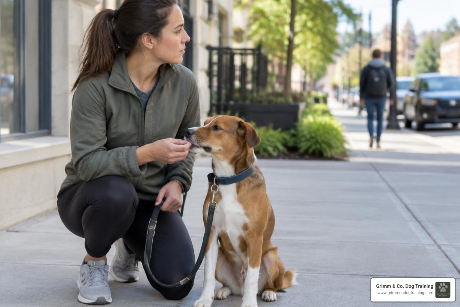 owner practicing sub-threshold counter-conditioning with high-value food rewards owner practicing sub-threshold counter-conditioning with high-value food rewards