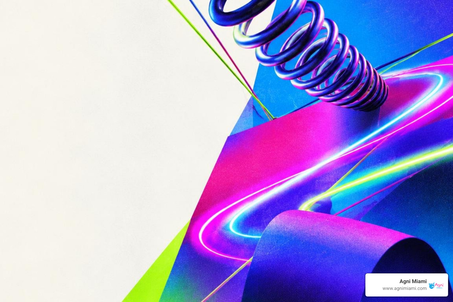 Abstract Pilates resistance and movement artwork in electric Miami colors
