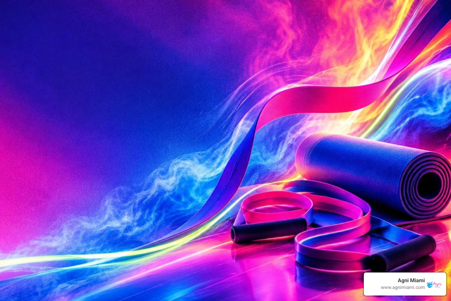 Abstract heated Pilates energy with heat and recovery color contrast