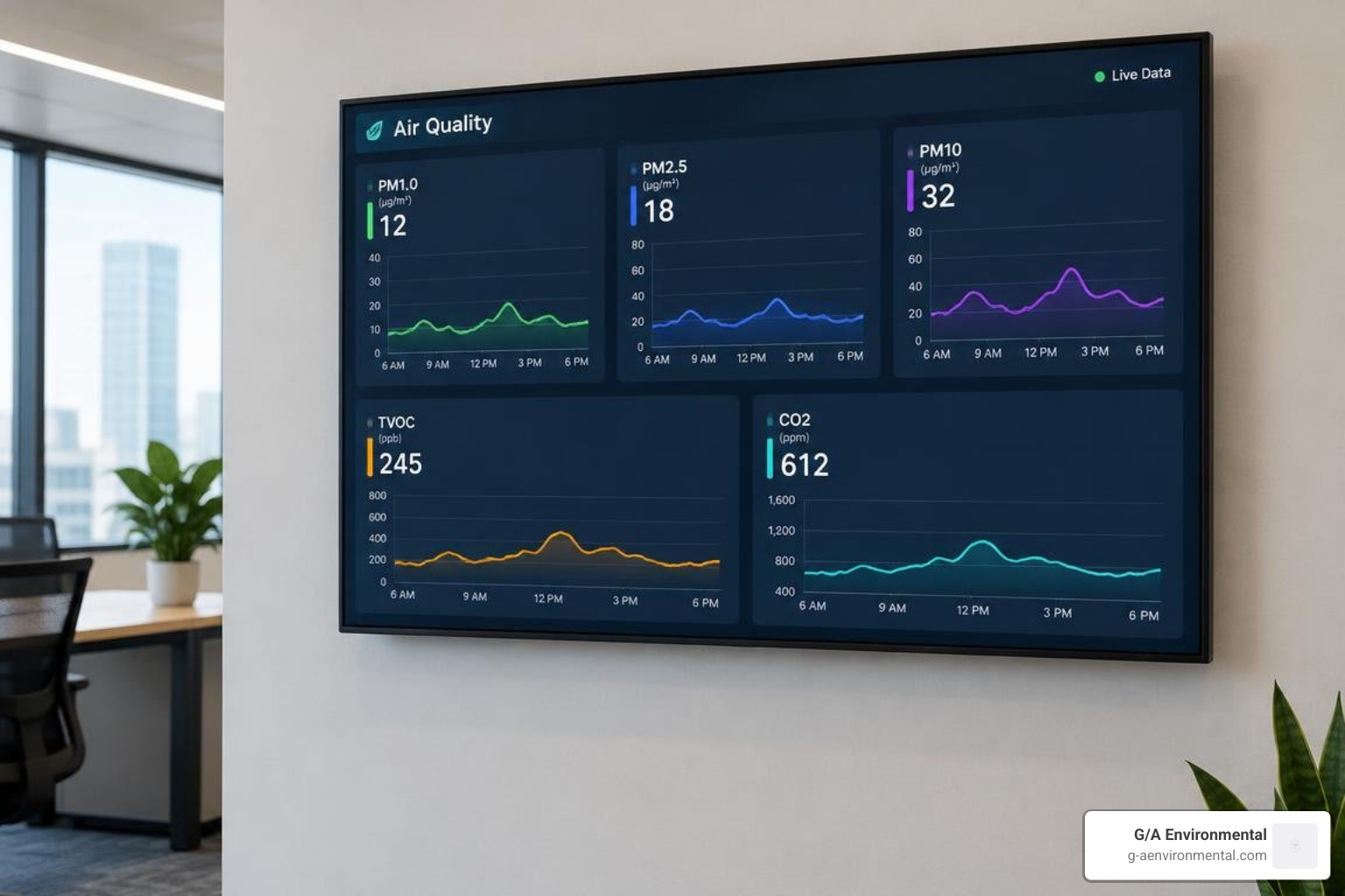 air monitoring dashboard displaying real-time particulate and gas curves air monitoring dashboard displaying real-time particulate and gas curves
