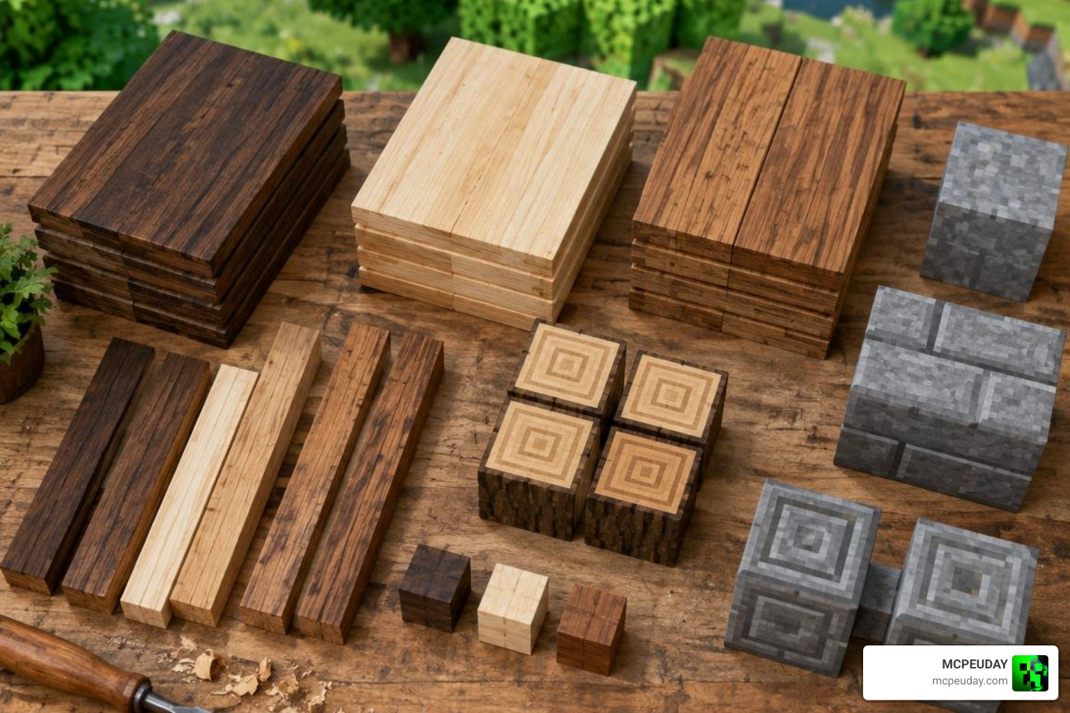 Custom wood planks and decorative building blocks