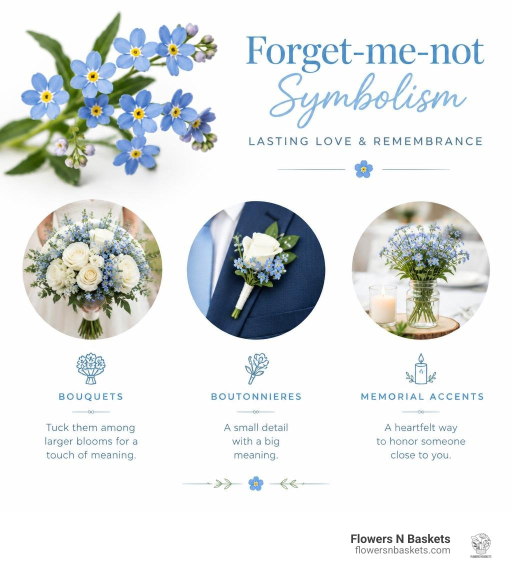 Forget-me-not symbolism: lasting love and remembrance, with ideas for bouquets, boutonnieres, and memorial accents