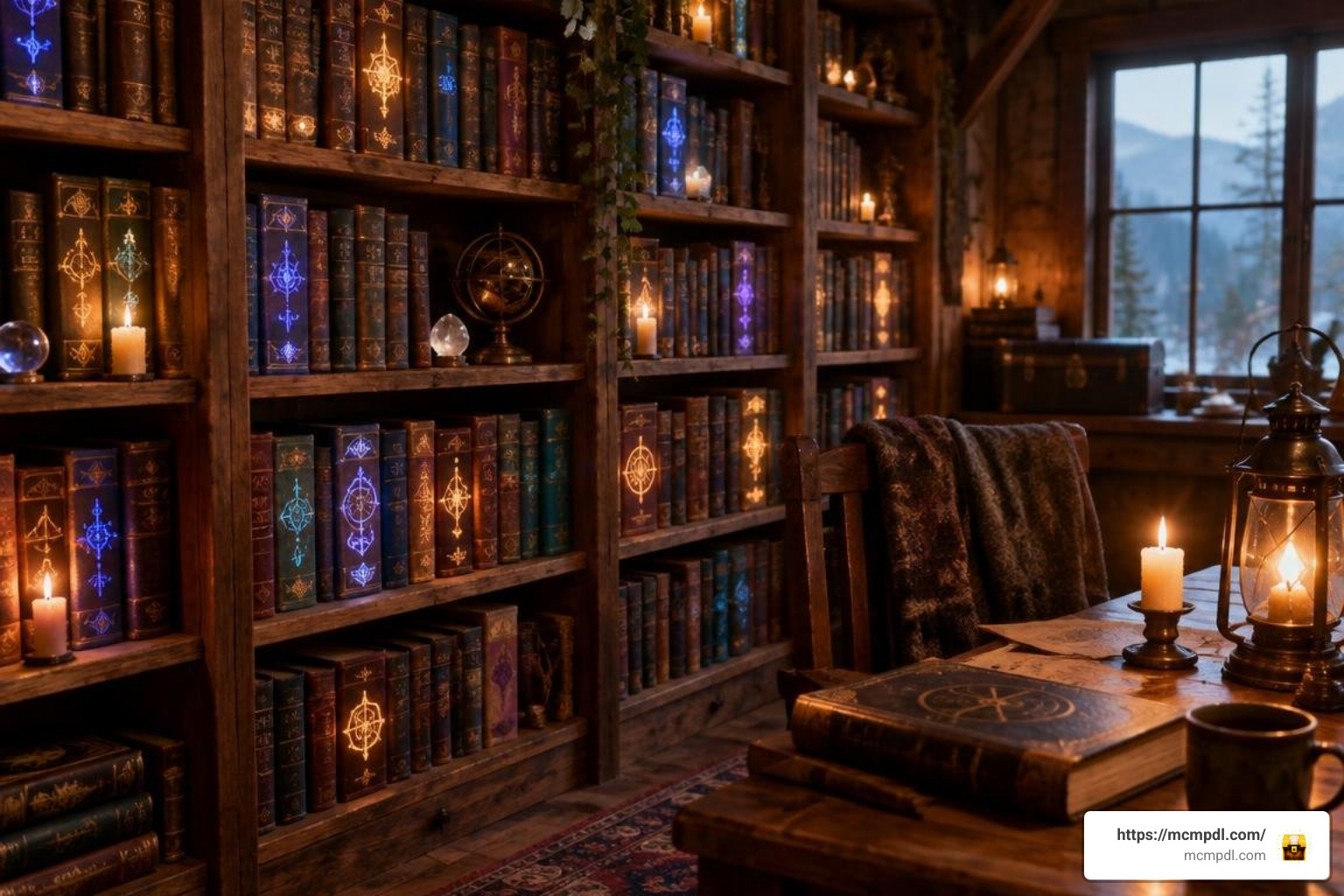 Custom spell bookshelves organizing enchanted tomes Custom spell bookshelves organizing enchanted tomes