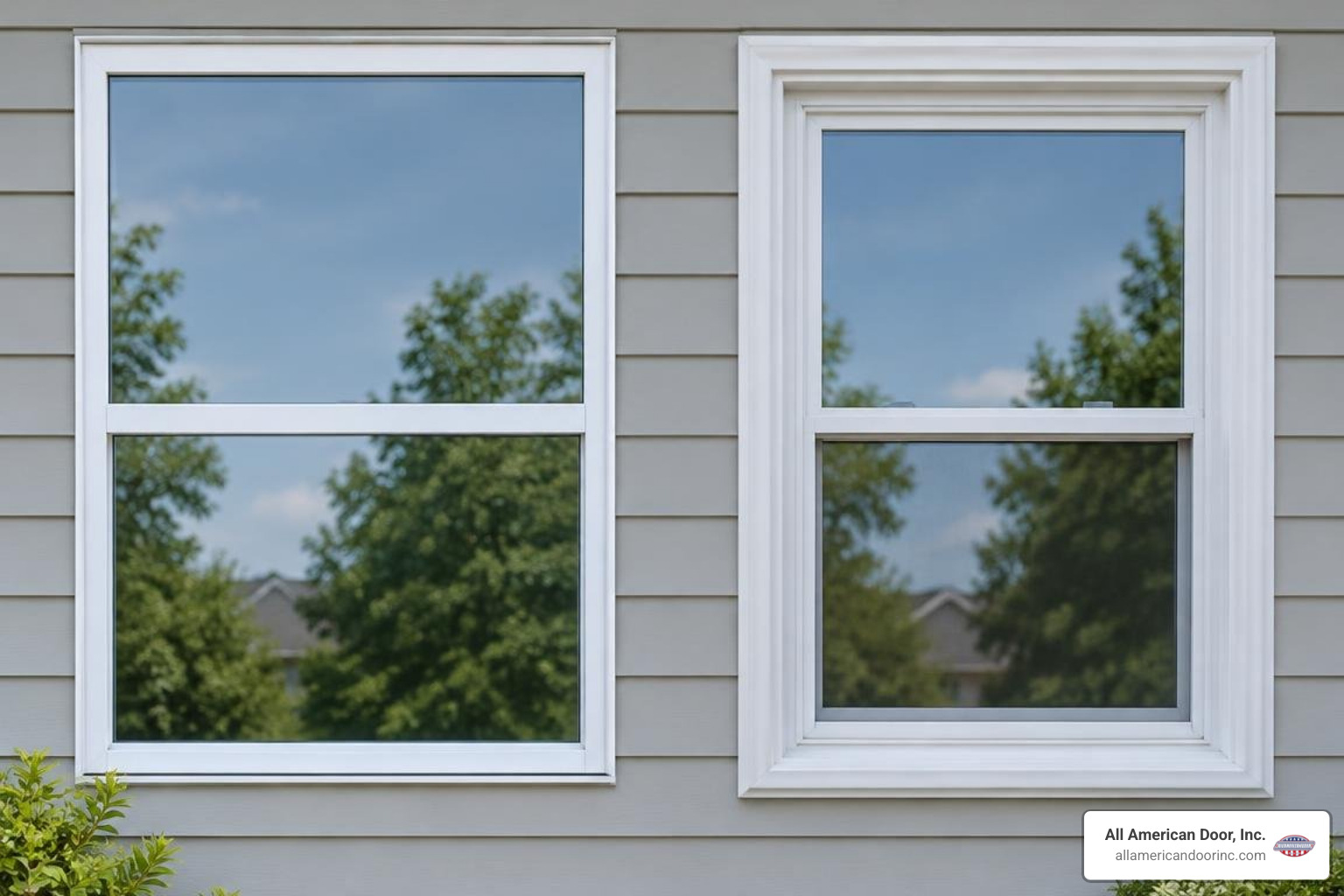 Close-up comparison of slim Trinsic vinyl frame versus standard vinyl frame Close-up comparison of slim Trinsic vinyl frame versus standard vinyl frame