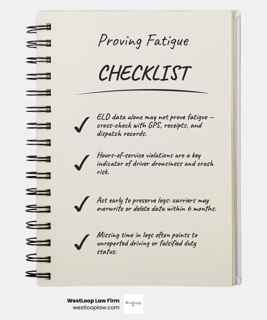 How driving-hour records and other evidence support a truck fatigue claim infographic How driving-hour records and other evidence support a truck fatigue claim infographic