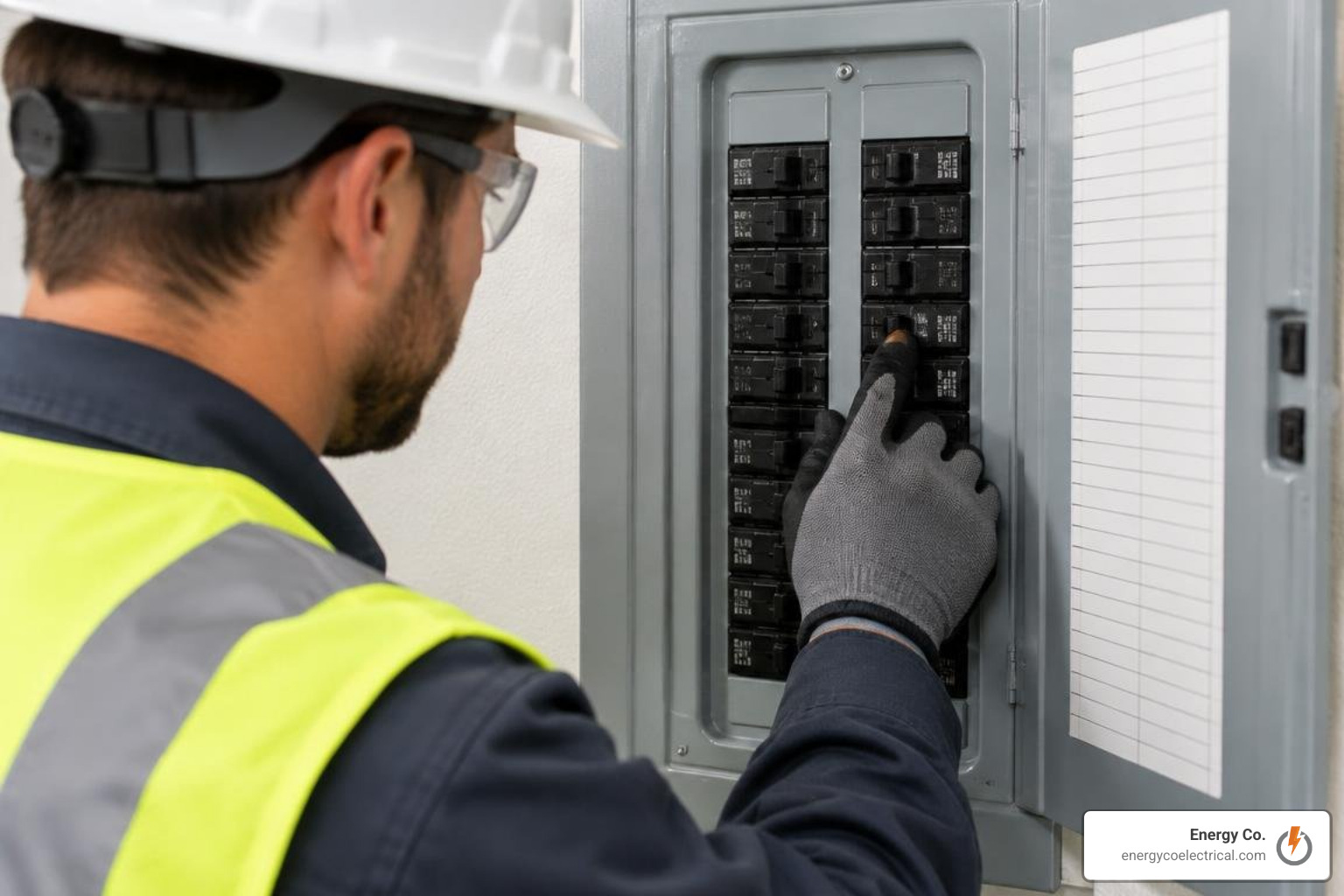 electrician performing a hard reset on a half-tripped breaker electrician performing a hard reset on a half-tripped breaker