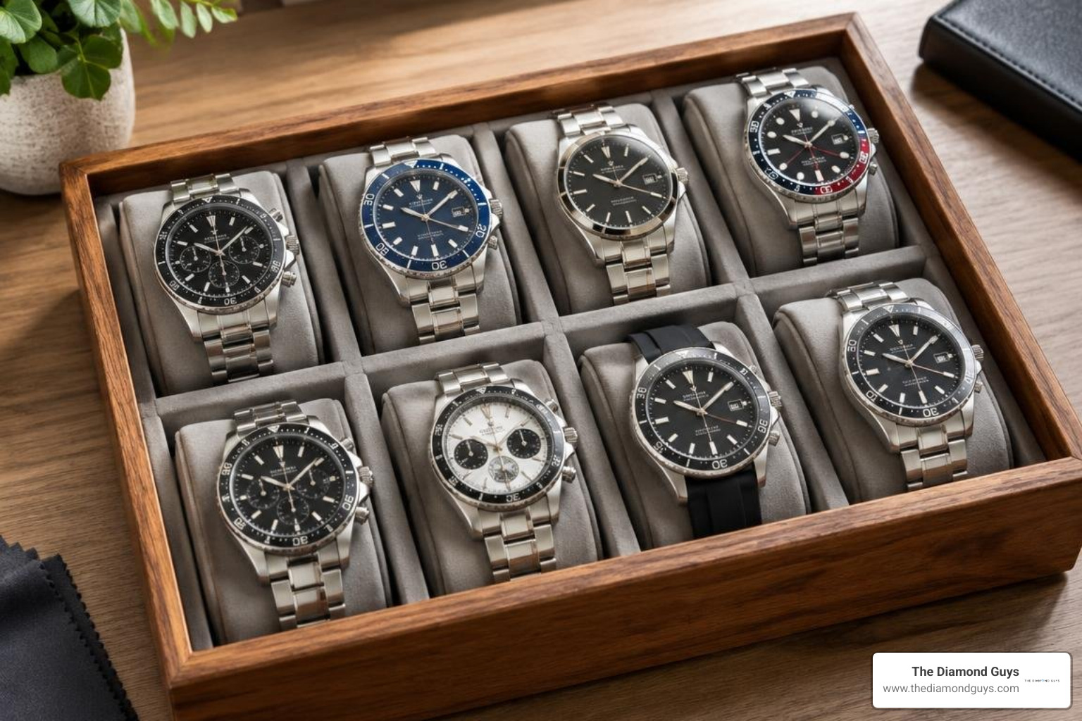 Used TAG Heuer watches on a display tray