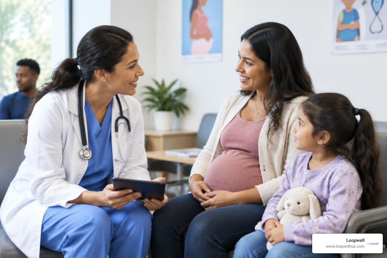 Photorealistic public health outreach and maternal clinic visit Photorealistic public health outreach and maternal clinic visit