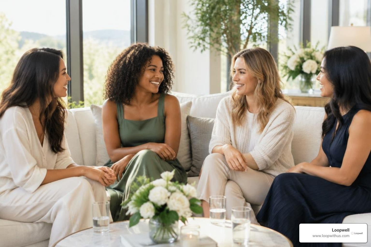 intimate women gathering in a luxury natural light event space intimate women gathering in a luxury natural light event space