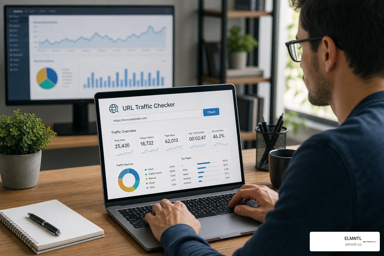 side-by-side comparison screen checking bulk URL traffic stats