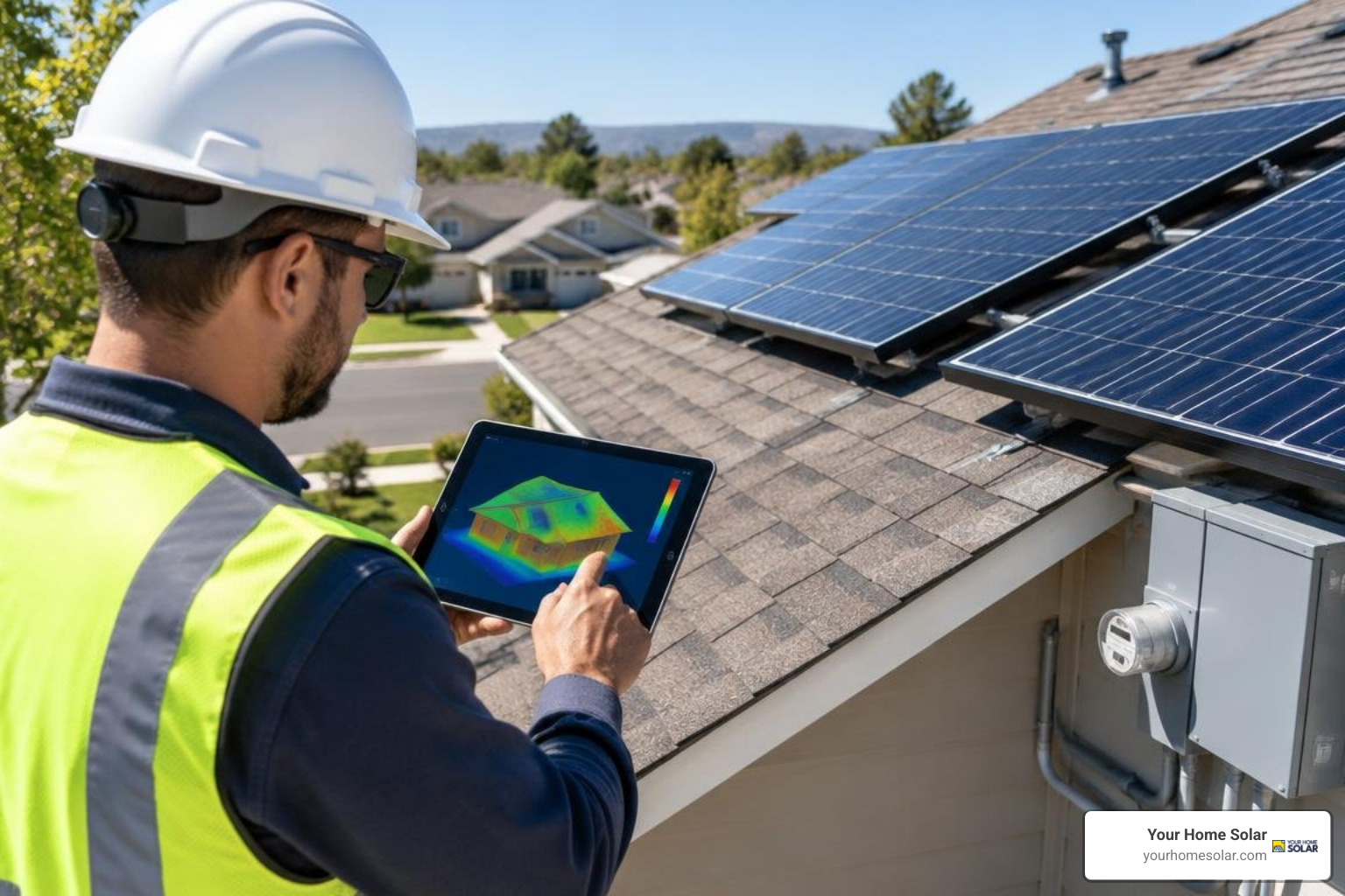 engineer conducting LiDAR shading analysis and electrical service evaluation engineer conducting LiDAR shading analysis and electrical service evaluation