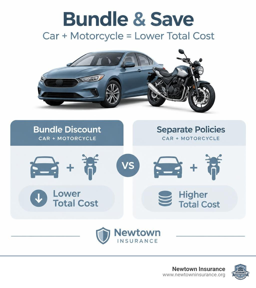 Compare a car and motorcycle bundle discount with the total cost of separate policies infographic
