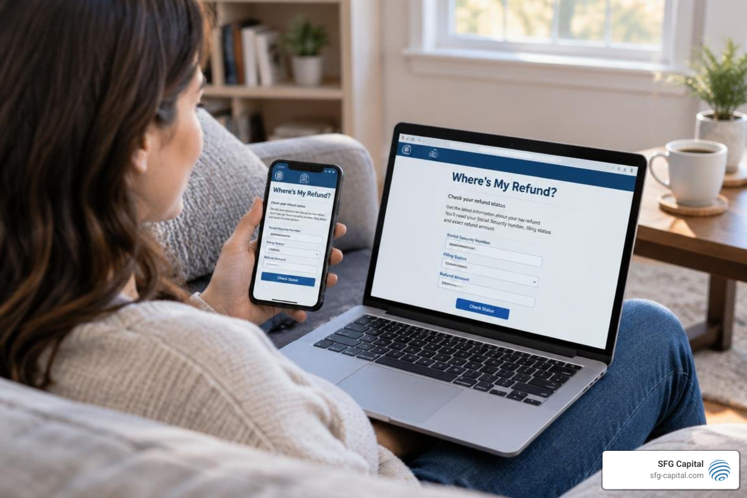 Checking IRS refund status online via smartphone and computer