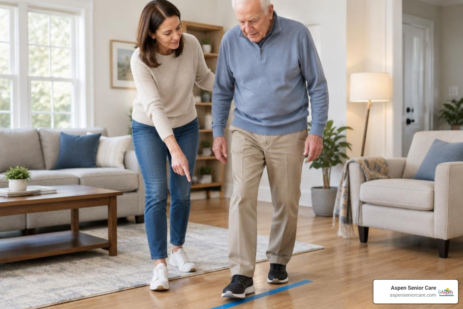 Family member using visual cueing techniques with a loved one