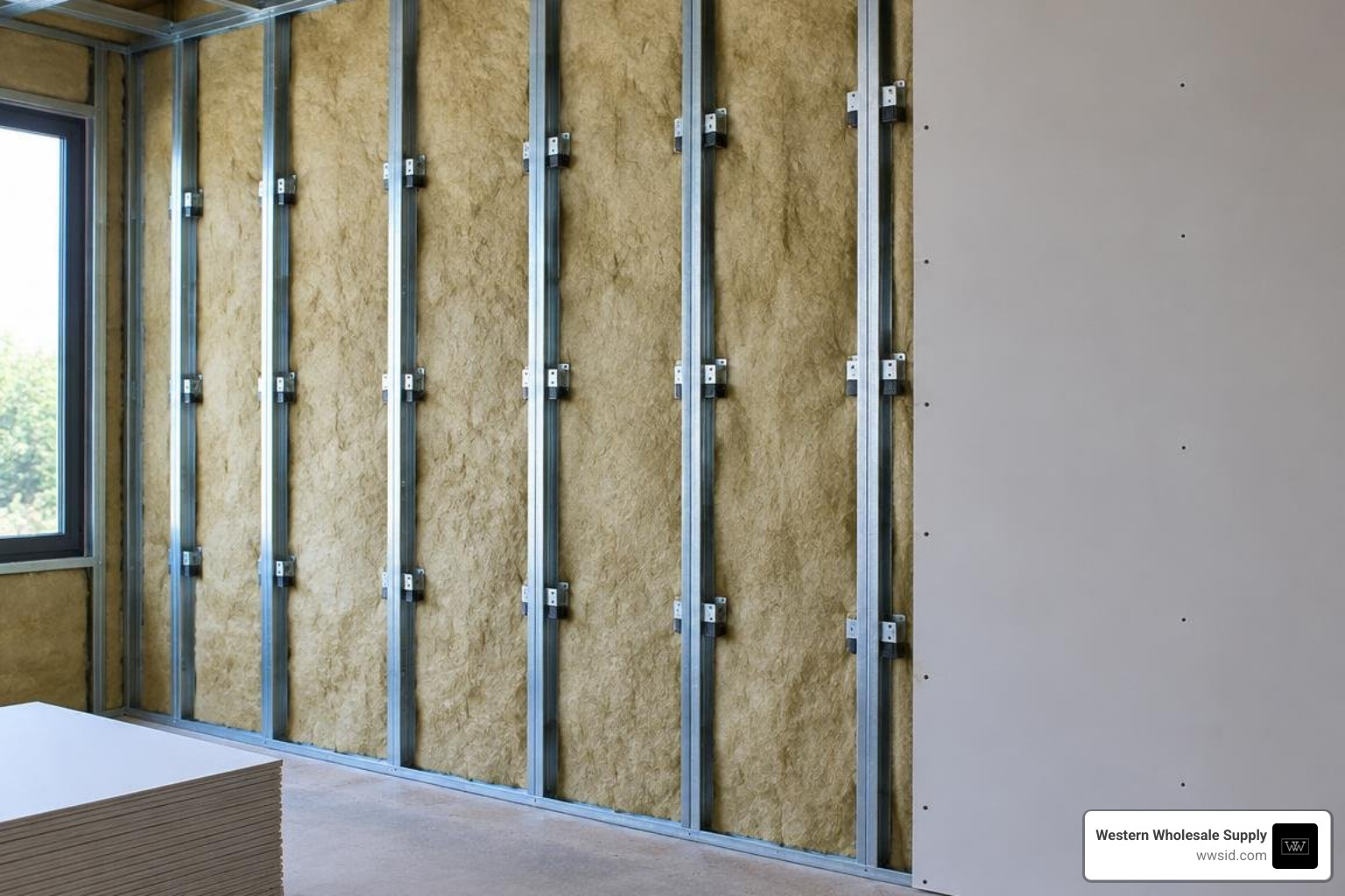 Acoustical wall framing assembly with high performance insulation and sound isolation details Acoustical wall framing assembly with high performance insulation and sound isolation details