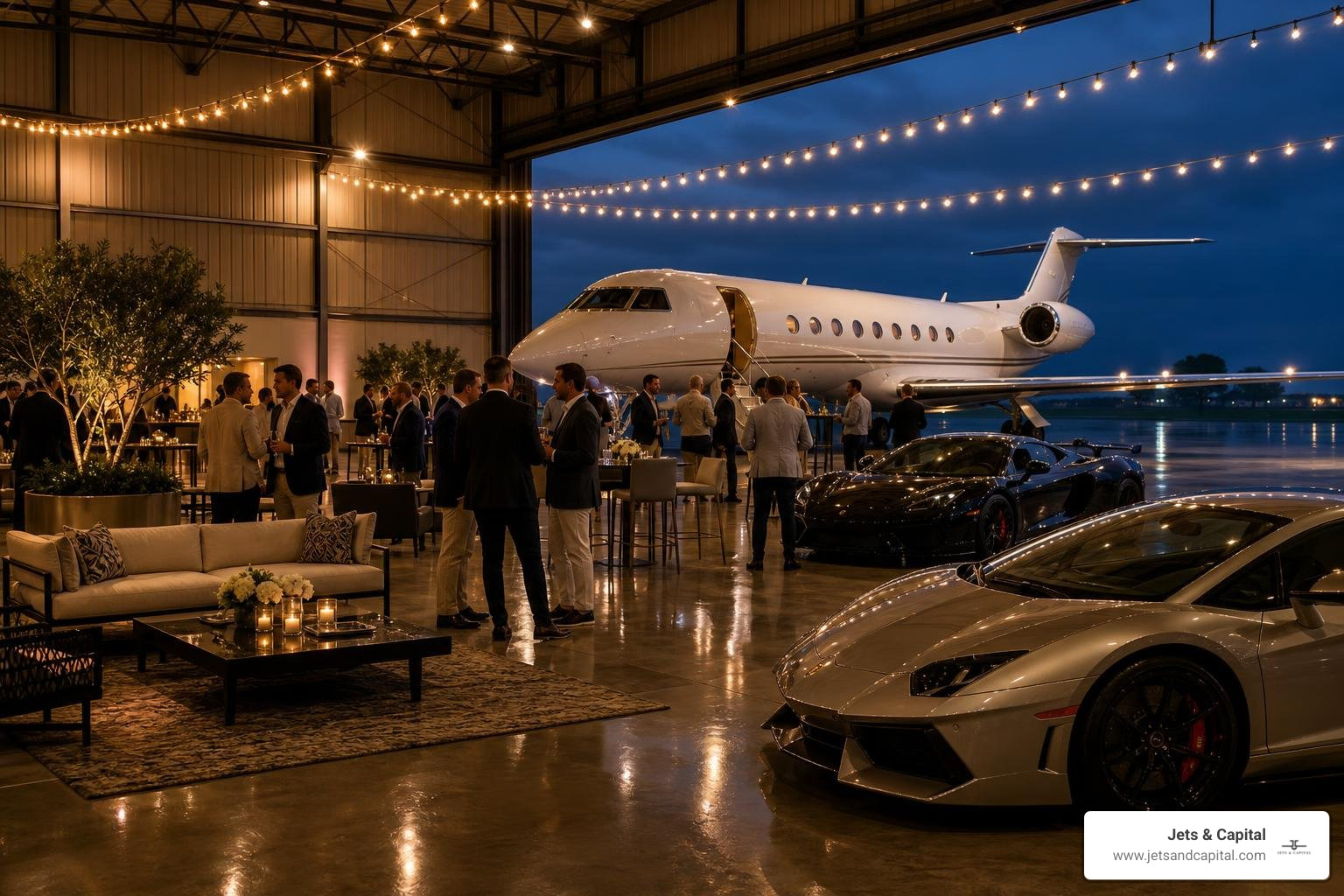VIP tarmac reception with supercars and private aircraft VIP tarmac reception with supercars and private aircraft