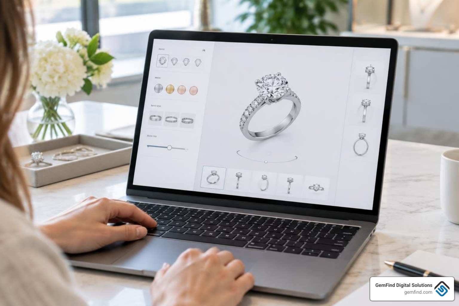 interactive diamond and setting configurator interface