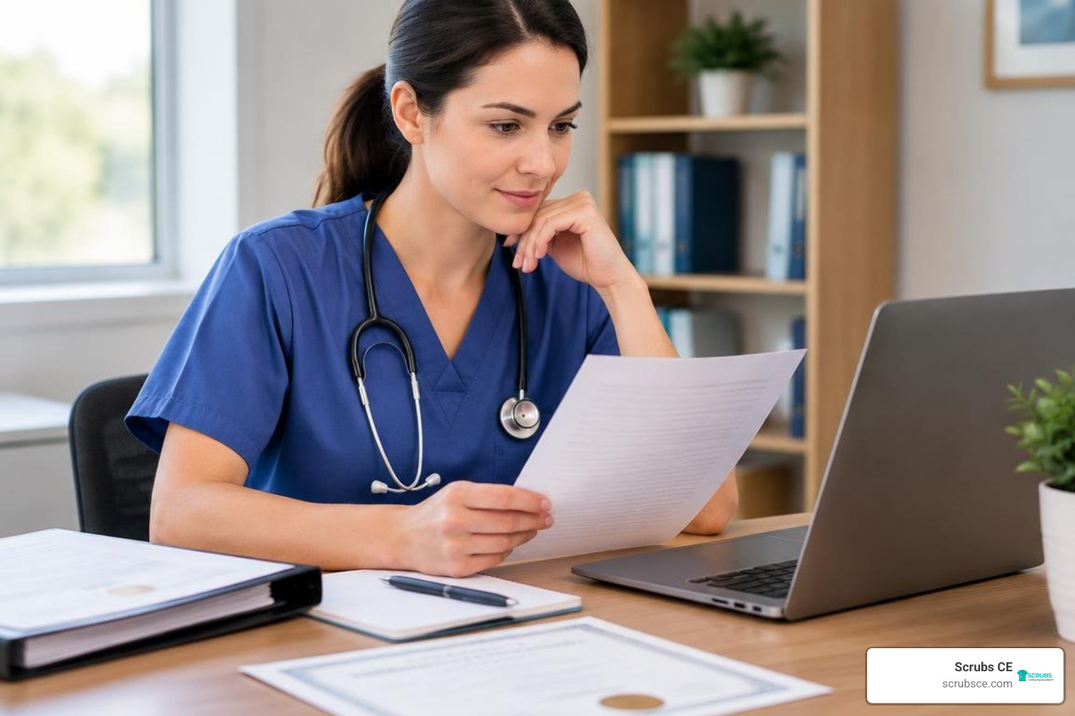 nurse reviewing state licensing requirements and CEU certificates nurse reviewing state licensing requirements and CEU certificates