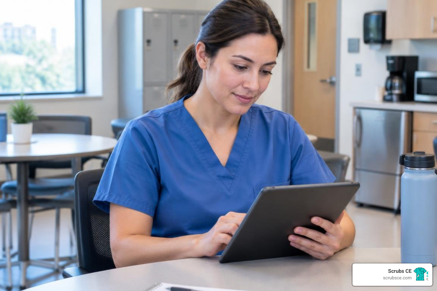 healthcare provider accessing continuing education modules on a tablet healthcare provider accessing continuing education modules on a tablet
