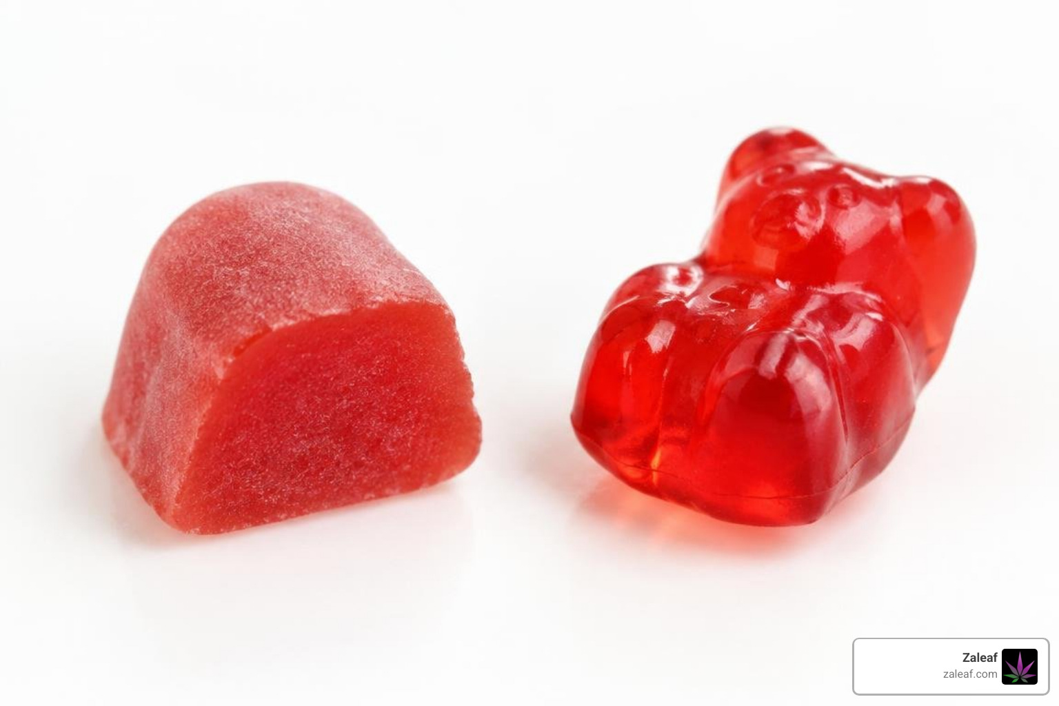 Clean pectin gummy texture compared to gelatin gummy structure