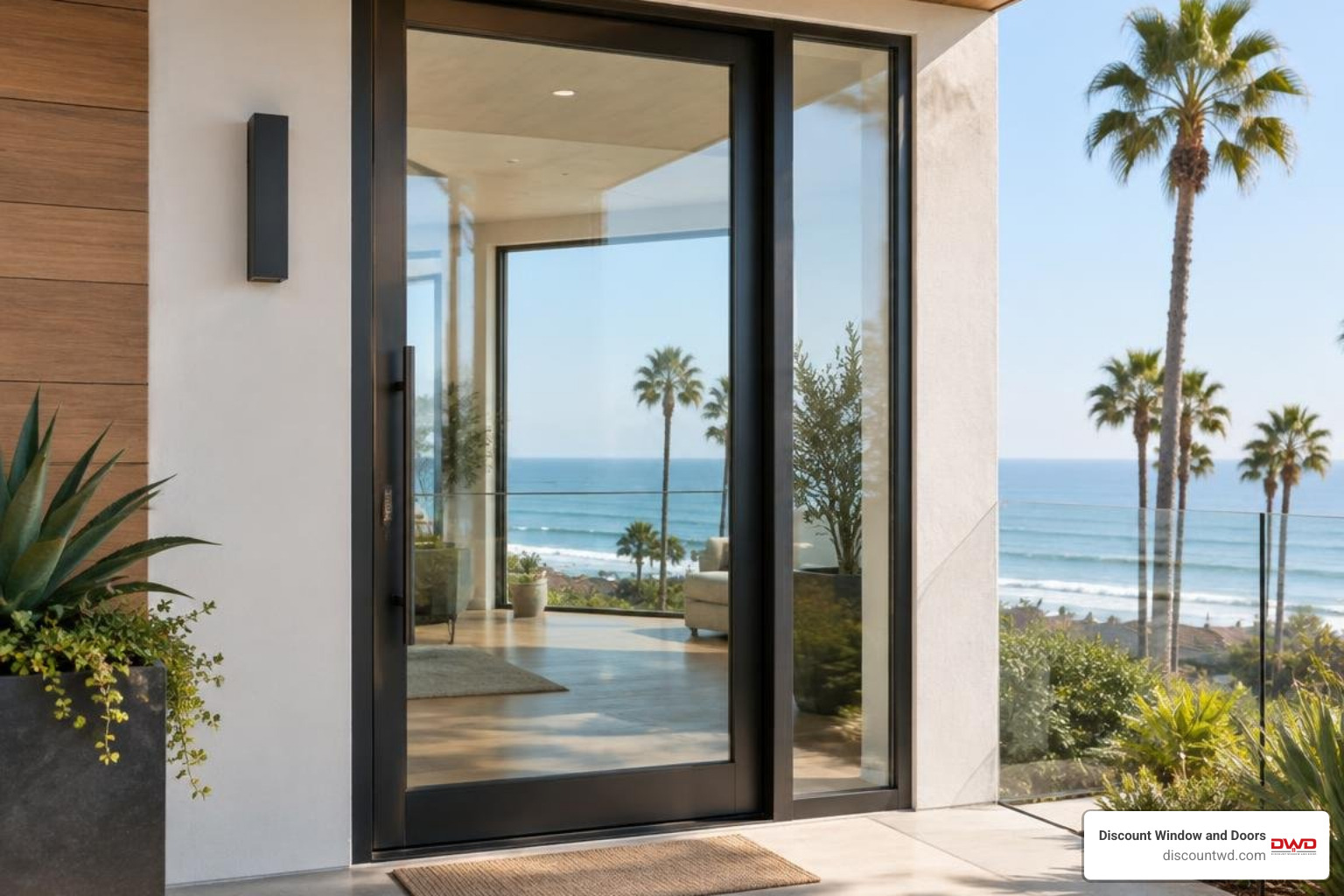 Thermally broken steel entry door in coastal home Thermally broken steel entry door in coastal home